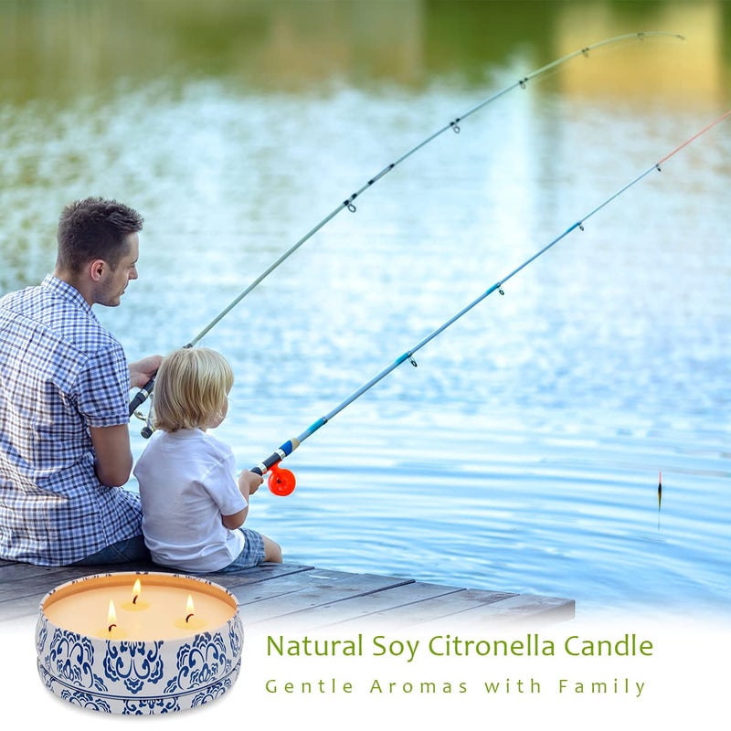 NIKY 3 Packs Large Citronella Candles Outdoor and Indoor, 13.5oz 3-Wick Soy Wax Portable Travel Tin Candle for Home Garden Patio Yard Balcony and Summer Gift - Image 5